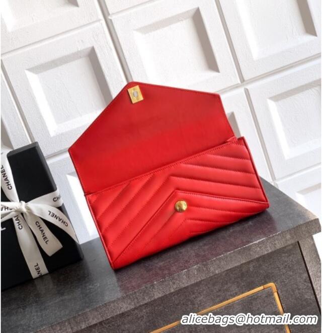 Promotional Chanel Chevron Lambskin Leather Flap Top Handle Bag AS6044 Red 2026
