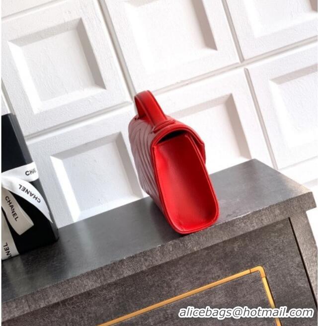 Promotional Chanel Chevron Lambskin Leather Flap Top Handle Bag AS6044 Red 2026