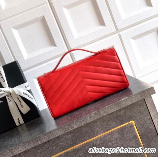 Promotional Chanel Chevron Lambskin Leather Flap Top Handle Bag AS6044 Red 2026