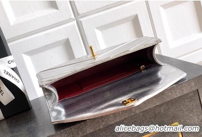 Buy Cheap Chanel Chevron Lambskin Leather Flap Top Handle Bag AS6044 Silver 2026