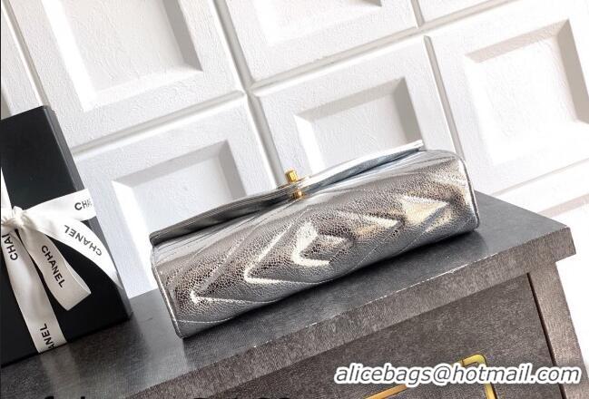 Buy Cheap Chanel Chevron Lambskin Leather Flap Top Handle Bag AS6044 Silver 2026