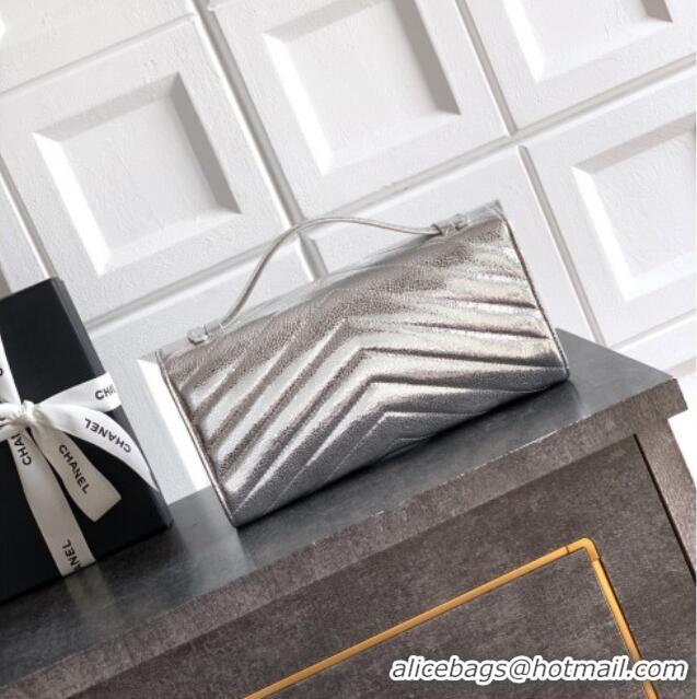 Buy Cheap Chanel Chevron Lambskin Leather Flap Top Handle Bag AS6044 Silver 2026