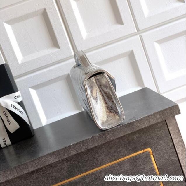 Buy Cheap Chanel Chevron Lambskin Leather Flap Top Handle Bag AS6044 Silver 2026