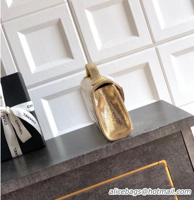 Super Quality Chanel Chevron Lambskin Leather Flap Top Handle Bag AS6044 Gold 2026