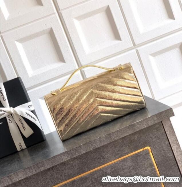 Super Quality Chanel Chevron Lambskin Leather Flap Top Handle Bag AS6044 Gold 2026