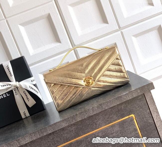Super Quality Chanel Chevron Lambskin Leather Flap Top Handle Bag AS6044 Gold 2026