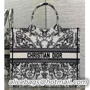 Low Price Dior Large Book Tote Bag in White and Black Dioresque Butterfly Cornely Embroidery 0126070 2026