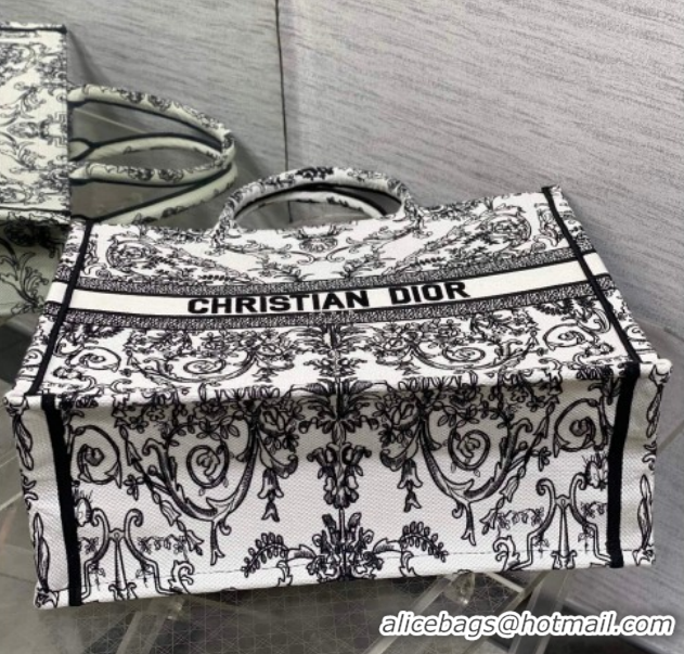 Low Price Dior Large Book Tote Bag in White and Black Dioresque Butterfly Cornely Embroidery 0126070 2026