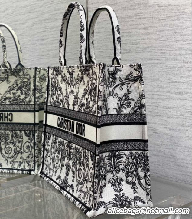 Low Price Dior Large Book Tote Bag in White and Black Dioresque Butterfly Cornely Embroidery 0126070 2026