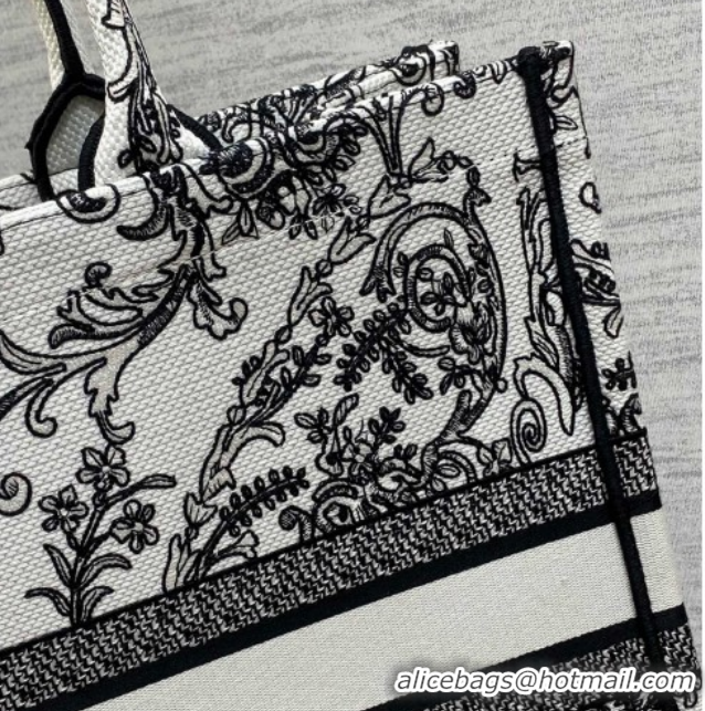 Low Price Dior Large Book Tote Bag in White and Black Dioresque Butterfly Cornely Embroidery 0126070 2026