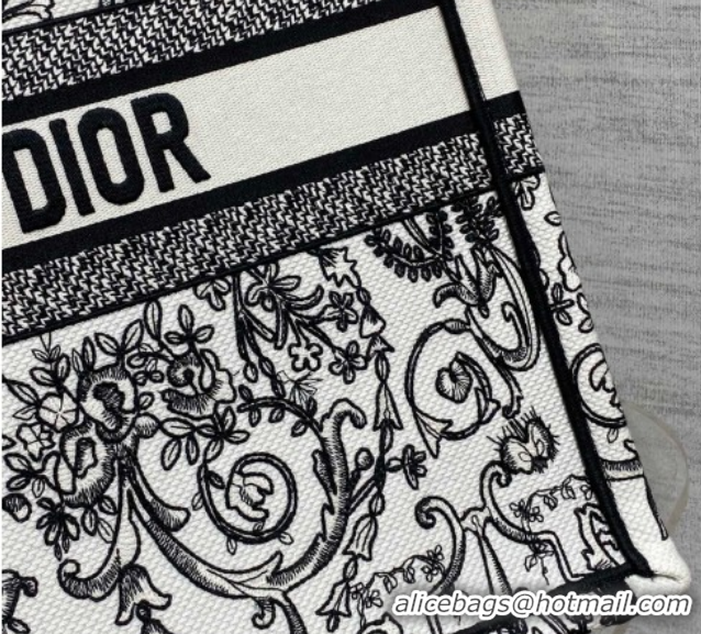 Low Price Dior Large Book Tote Bag in White and Black Dioresque Butterfly Cornely Embroidery 0126070 2026