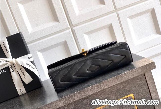 New Fashion Chanel Chevron Lambskin Leather Flap Top Handle Bag AS6044 Black 2026