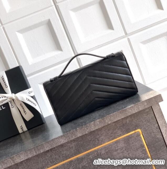 New Fashion Chanel Chevron Lambskin Leather Flap Top Handle Bag AS6044 Black 2026