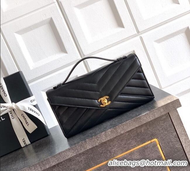 New Fashion Chanel Chevron Lambskin Leather Flap Top Handle Bag AS6044 Black 2026