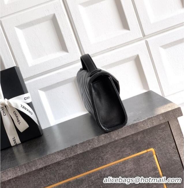 New Fashion Chanel Chevron Lambskin Leather Flap Top Handle Bag AS6044 Black 2026