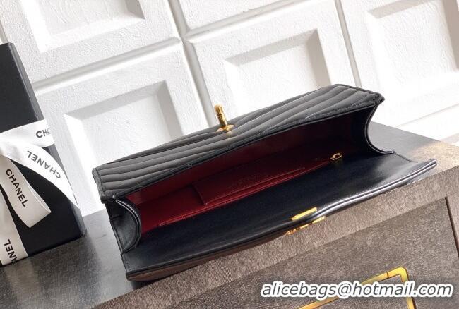 New Fashion Chanel Chevron Lambskin Leather Flap Top Handle Bag AS6044 Black 2026