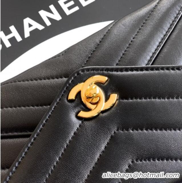 New Fashion Chanel Chevron Lambskin Leather Flap Top Handle Bag AS6044 Black 2026