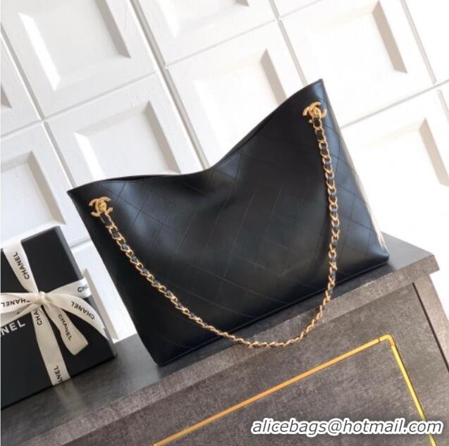 Top Quality Chanel Calfskin Leather Shopping Bag CH020404 Black 2026