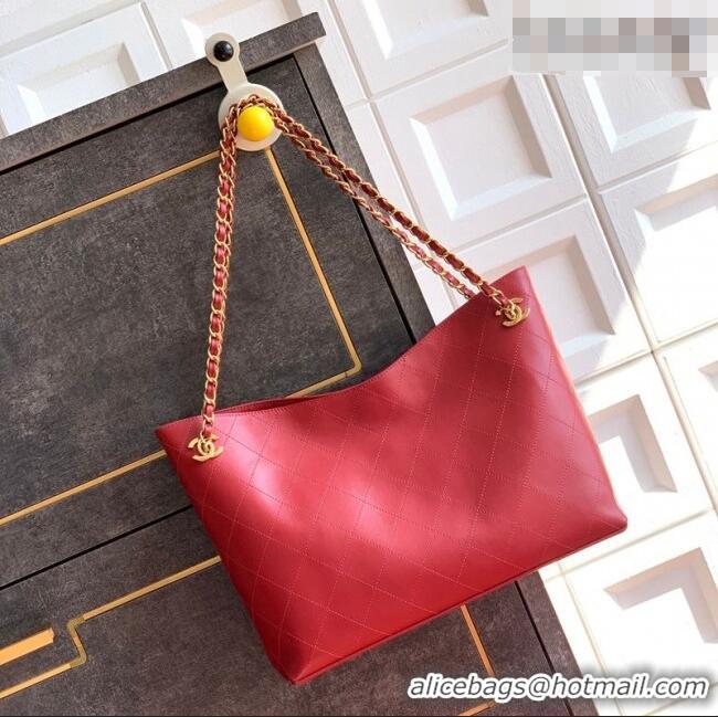 Trendy Design Chanel Calfskin Leather Shopping Bag CH020404 Red 2026