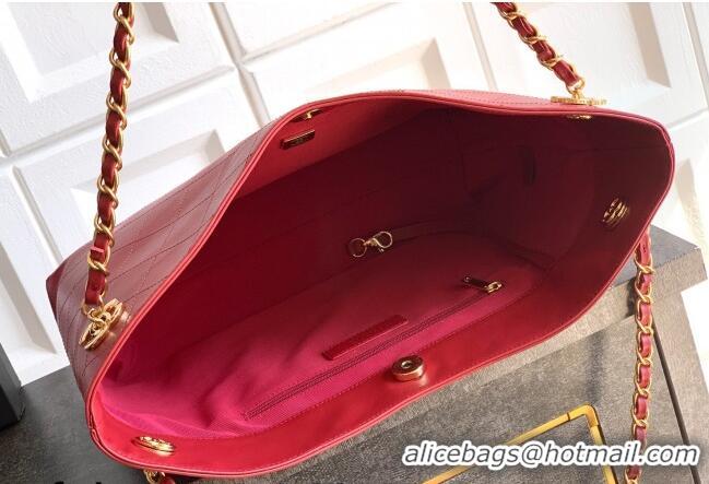 Trendy Design Chanel Calfskin Leather Shopping Bag CH020404 Red 2026