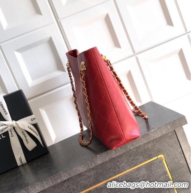 Trendy Design Chanel Calfskin Leather Shopping Bag CH020404 Red 2026