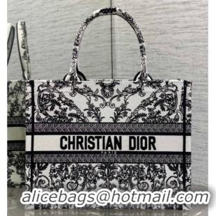 Best Price Dior Medium Book Tote Bag in White and Black Dioresque Butterfly Cornely Embroidery 0126071 2026