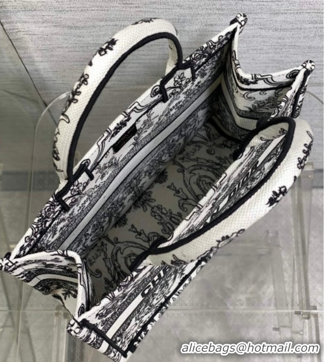 Best Price Dior Medium Book Tote Bag in White and Black Dioresque Butterfly Cornely Embroidery 0126071 2026