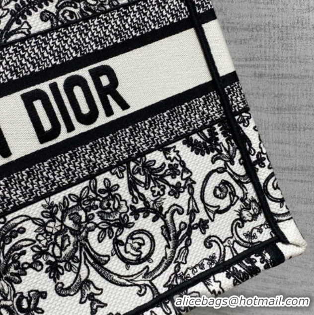 Best Price Dior Medium Book Tote Bag in White and Black Dioresque Butterfly Cornely Embroidery 0126071 2026