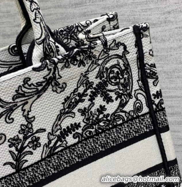 Best Price Dior Medium Book Tote Bag in White and Black Dioresque Butterfly Cornely Embroidery 0126071 2026