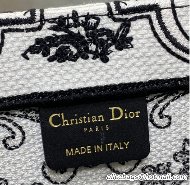Best Price Dior Medium Book Tote Bag in White and Black Dioresque Butterfly Cornely Embroidery 0126071 2026