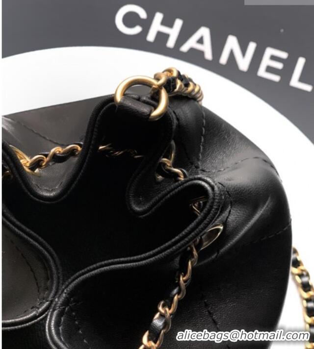Free Shipping Chanel Calfskin Leather Bucket Bag with Gold-Tone Charm CH020405 Black 2026