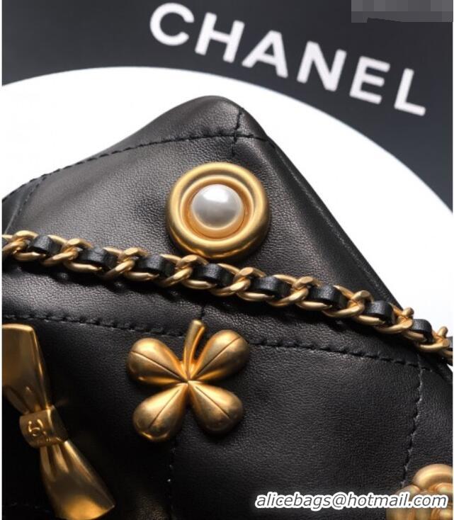 Free Shipping Chanel Calfskin Leather Bucket Bag with Gold-Tone Charm CH020405 Black 2026