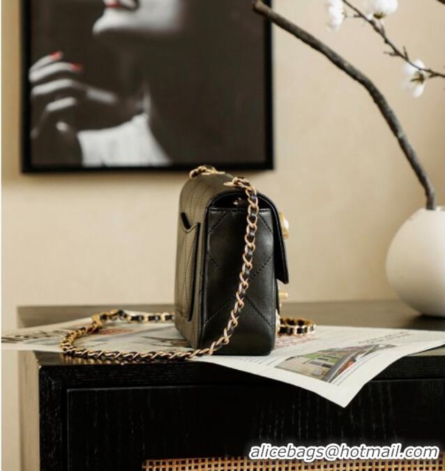 Most Popular Chanel Calfskin Leather Flap Bag with Gold-Tone Charm CH020405 Black 2026