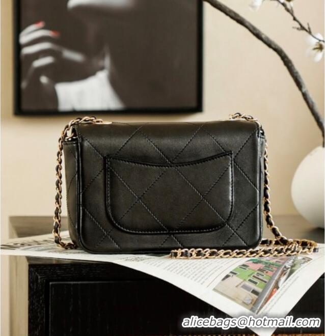 Most Popular Chanel Calfskin Leather Flap Bag with Gold-Tone Charm CH020405 Black 2026