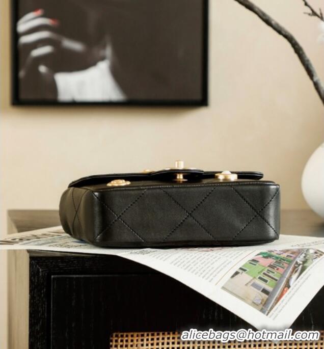 Most Popular Chanel Calfskin Leather Flap Bag with Gold-Tone Charm CH020405 Black 2026