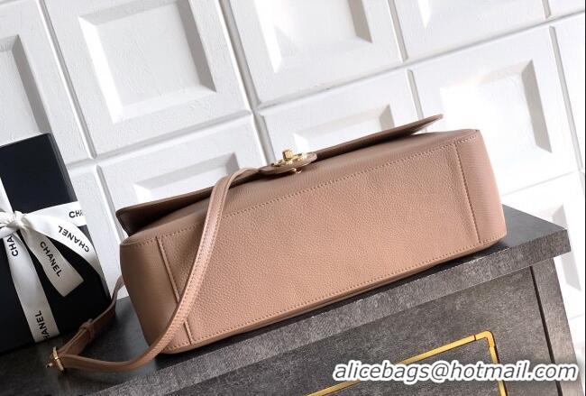 Top Design Chanel Grained Calfskin Leather Flap Bag CH020405 Light Khaki 2026