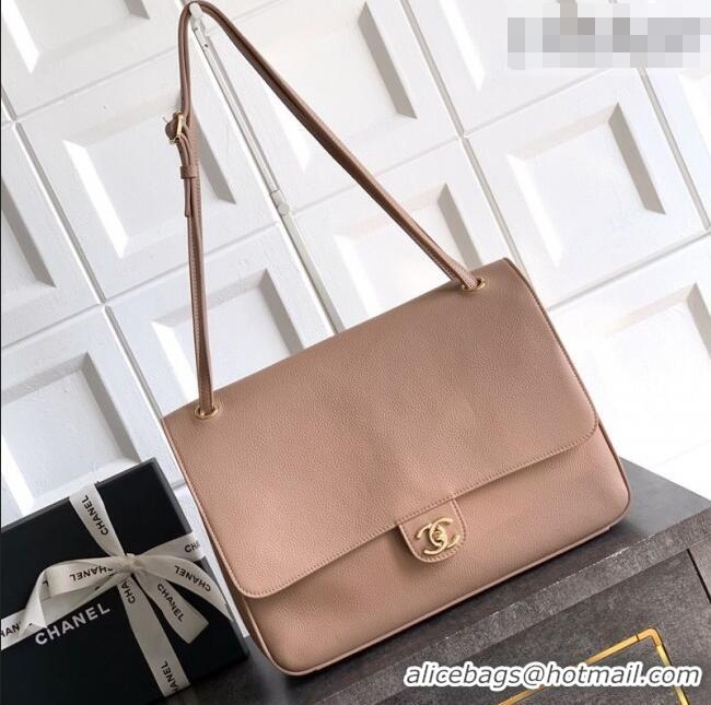 Top Design Chanel Grained Calfskin Leather Flap Bag CH020405 Light Khaki 2026