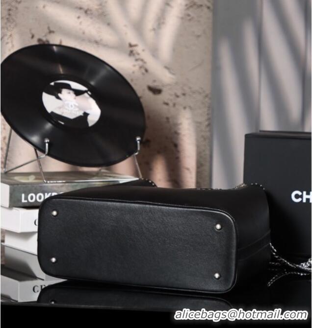 Reasonable Price Chanel Calfskin Leather & Studs Shopping Bag AS8011 Black/Silver 2026