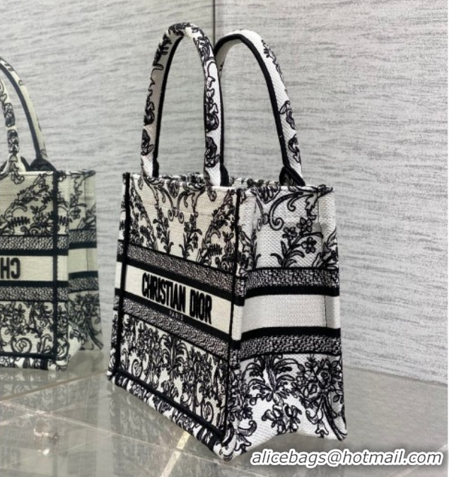 Grade Quality Dior Small Book Tote Bag in White and Black Dioresque Butterfly Cornely Embroidery 0126072 2026