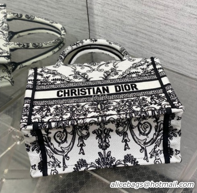 Grade Quality Dior Small Book Tote Bag in White and Black Dioresque Butterfly Cornely Embroidery 0126072 2026