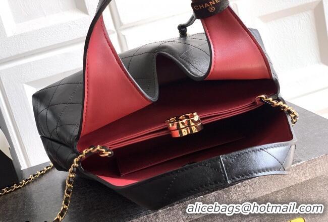 Good Quality Chanel Calfskin Leather Hobo Bag with Tassel Charm CH020406 Black 2026