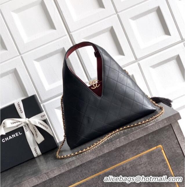 Good Quality Chanel Calfskin Leather Hobo Bag with Tassel Charm CH020406 Black 2026