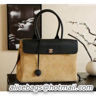 Buy Fashionable Chanel Grained Calfskin Leather & Suede and Boston Bag CH020407 Beige/Black 2026