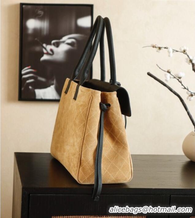 Buy Fashionable Chanel Grained Calfskin Leather & Suede and Boston Bag CH020407 Beige/Black 2026