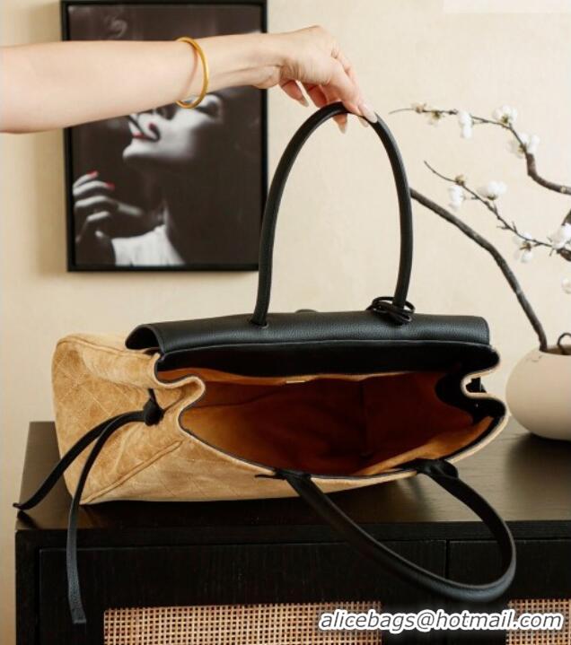 Buy Fashionable Chanel Grained Calfskin Leather & Suede and Boston Bag CH020407 Beige/Black 2026