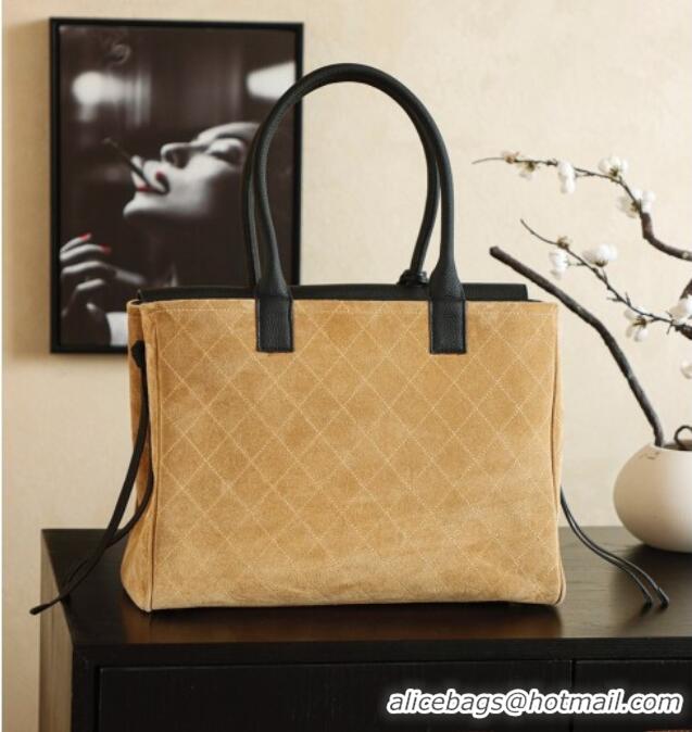 Buy Fashionable Chanel Grained Calfskin Leather & Suede and Boston Bag CH020407 Beige/Black 2026