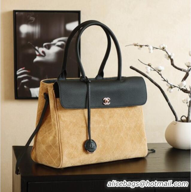Buy Fashionable Chanel Grained Calfskin Leather & Suede and Boston Bag CH020407 Beige/Black 2026