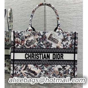 Good Quality Dior Medium Book Tote Bag in Pink Souvenir de Rome Embroidery 0126074 2026