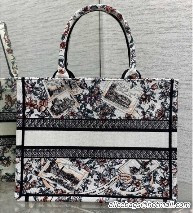 Good Quality Dior Medium Book Tote Bag in Pink Souvenir de Rome Embroidery 0126074 2026