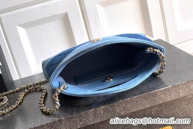 New Design Chanel Washed Denim Clutch with chain AP3656 Dark Blue 2026